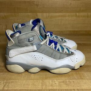 Air Jordan 6 Rings Medium Grey/VVD Blue White CNCRD 323399-041 5Y Womens 6.5